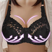 Plus Size Embroidered Lace Push-Up Bra – Elegant & Supportive-Black-10CD-State of Style