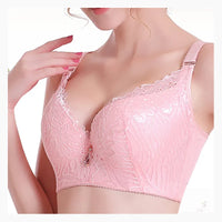 Plus Size Lace Full Cup Minimizer Bra-Blue-12-C-State of Style