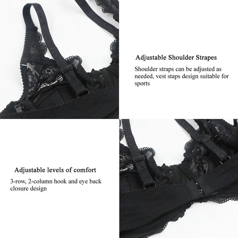 Plus Size Lace Push-Up Bra – Elegant & Supportive-Black-10C-State of Style
