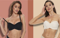 Plus Size Non-Slip Convertible Bandeau Bra – Supportive & Versatile-Black-10-B-State of Style