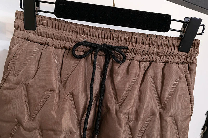 Plus Size Winter Down Cotton Pants-Brown-S-State of Style