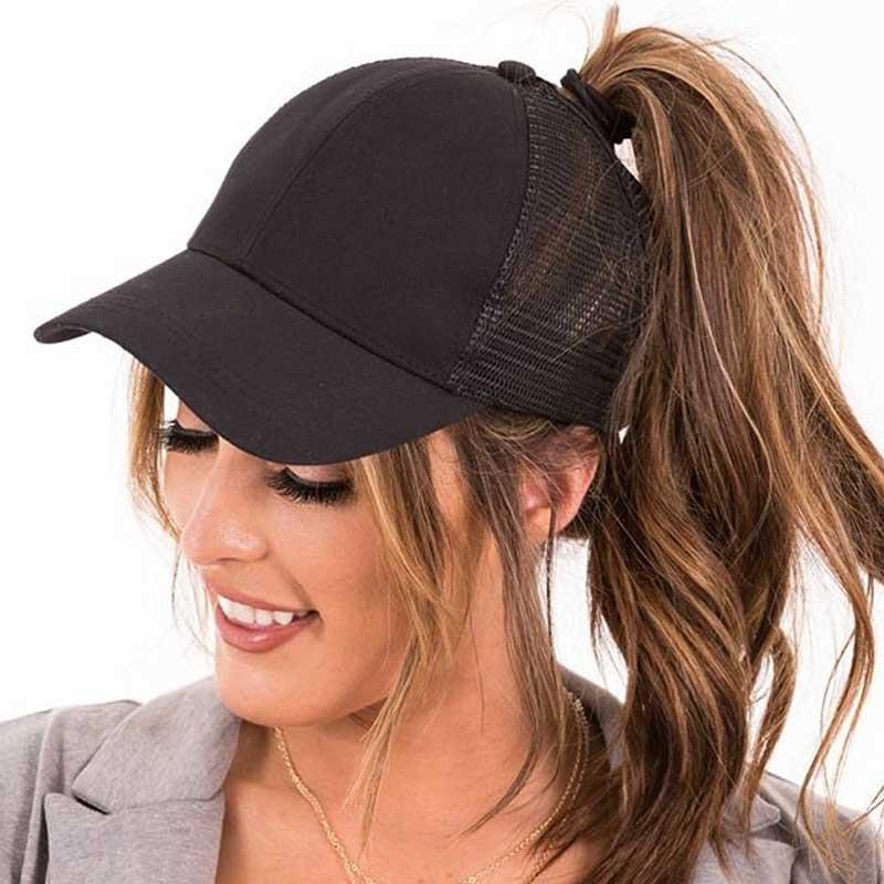 Ponytail Cap with Extra Opening – SkyShield-Black-State of Style