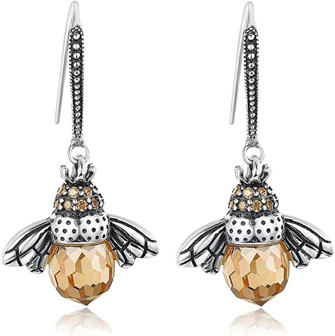 Queen Bee Crystal Drop Earrings-State of Style