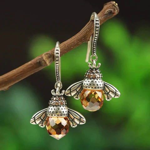 Queen Bee Crystal Drop Earrings-State of Style