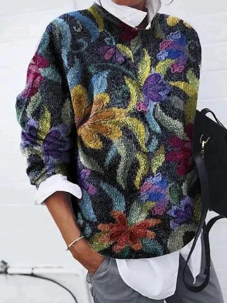 Refined Sweater with Print - Sienna-Purple-S-State of Style