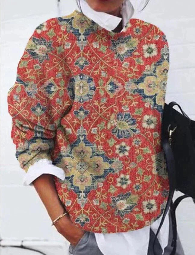 Refined Sweater with Print - Sienna-Red-S-State of Style