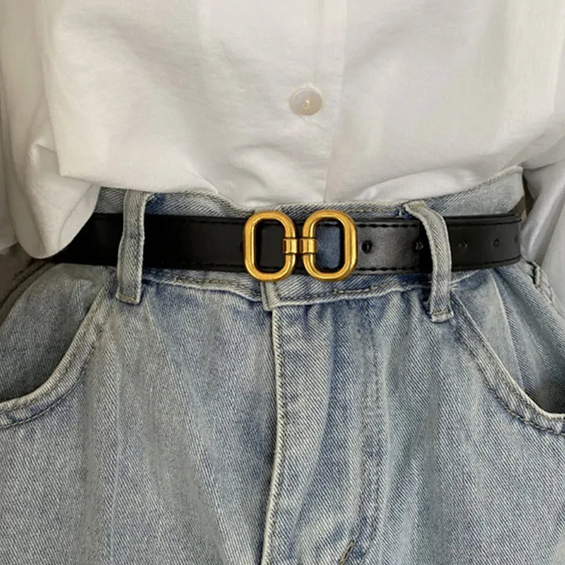 Retro Buckle Designer Belt | Chic & Adjustable-Black-State of Style