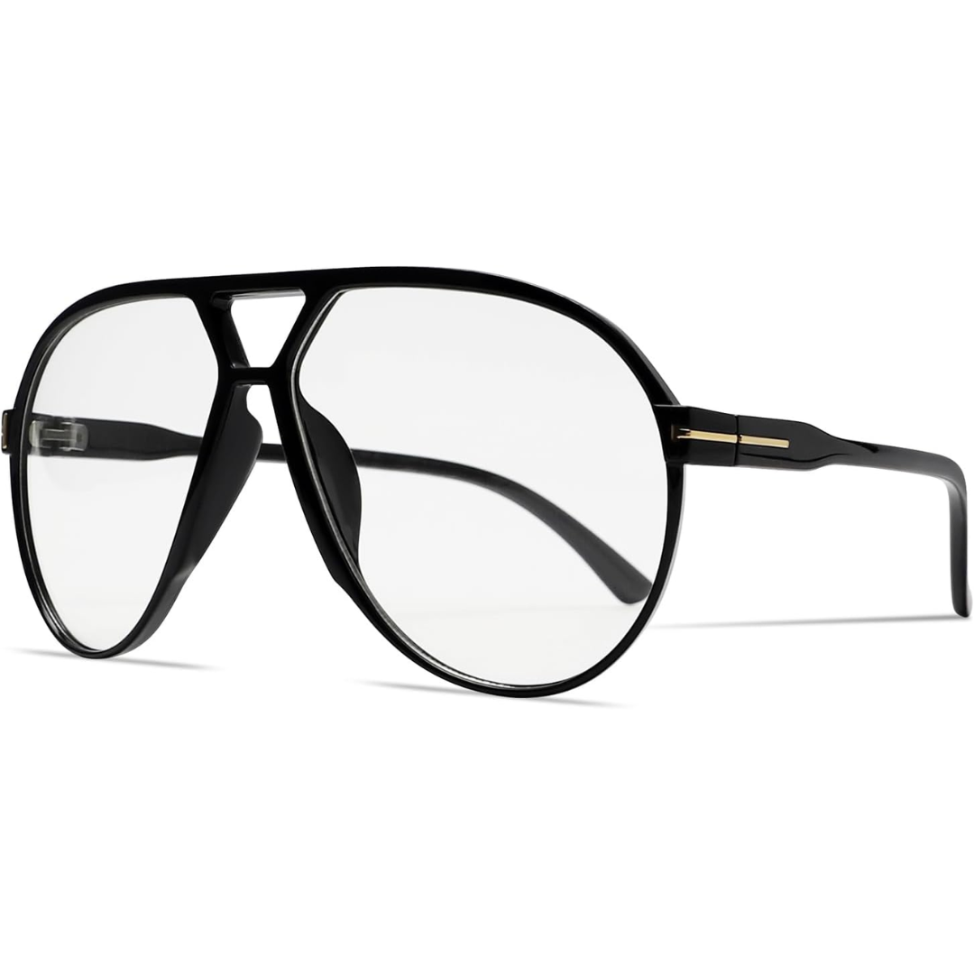 Retro Oversized Aviator Sunglasses - Amara-Black-clear-State of Style