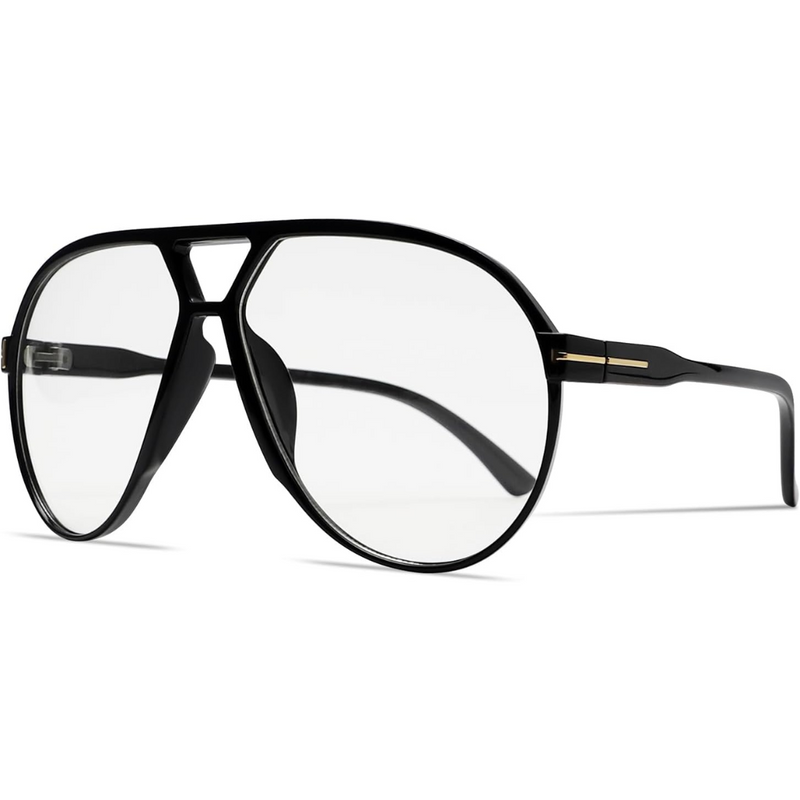 Retro Oversized Aviator Sunglasses - Amara-Black-clear-State of Style