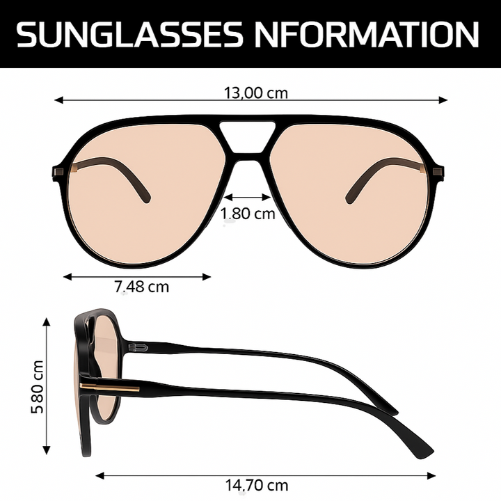 Retro Oversized Aviator Sunglasses - Amara-Black-clear-State of Style