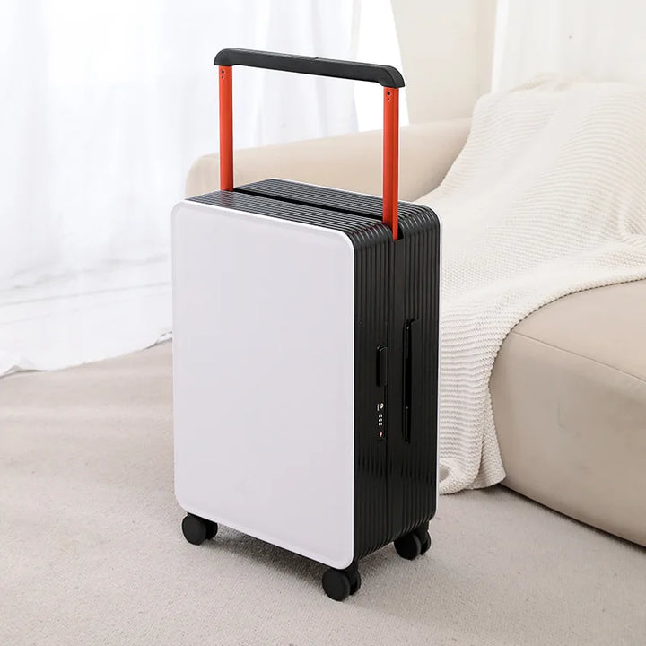 Robust PP hard shell suitcase – Dublin-White Black-S (42 L)-State of Style