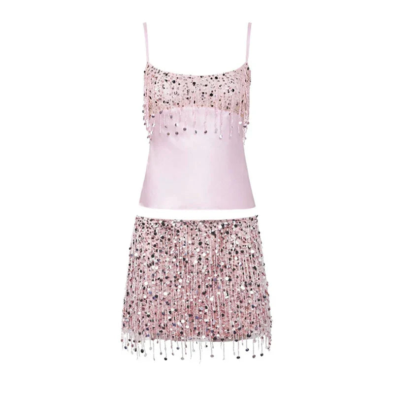 Sequin Tassel Bikini Set – Riviera-Pink-S-State of Style