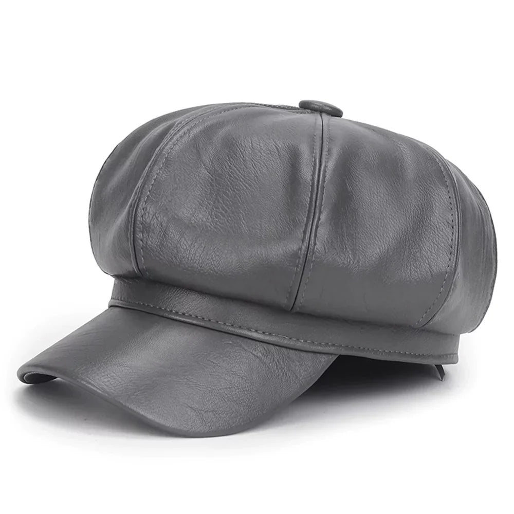 Serene Leather Beret | Stylish and Cool-Grey-State of Style