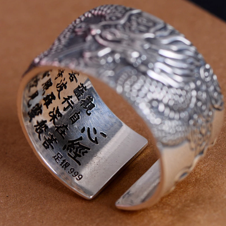 Silver Dragon Sutra Ring | Unique Statement Jewellery-State of Style
