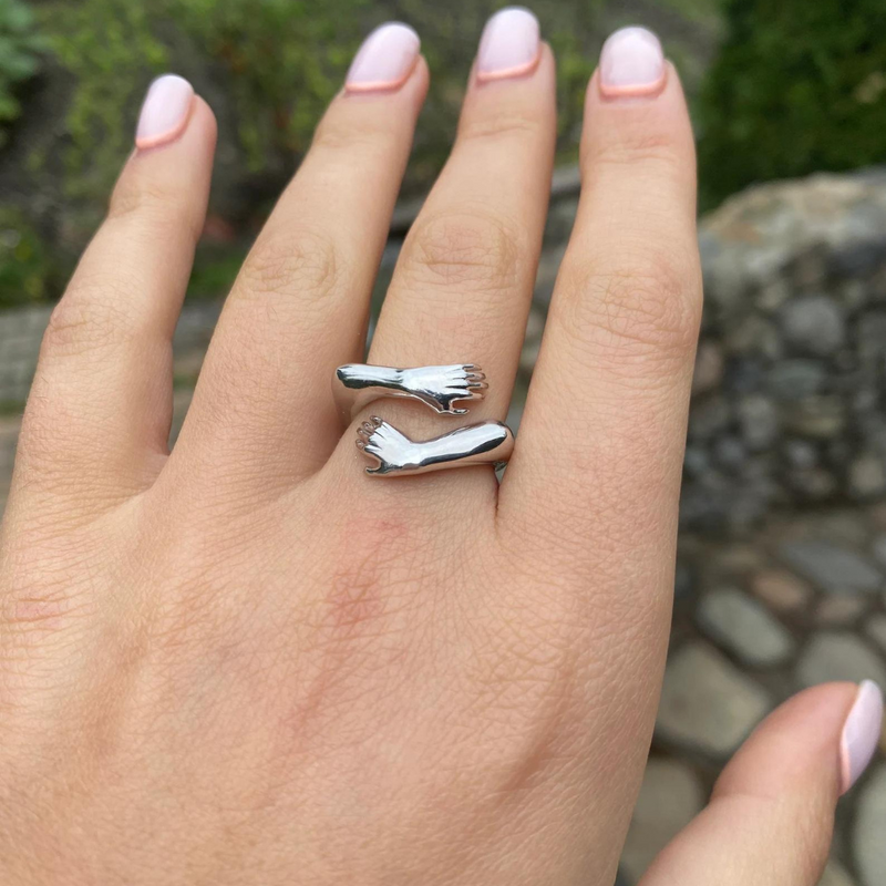 Silver Hug Ring | Elegant Hug Design-State of Style