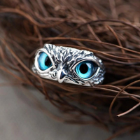 Silver Owl Eye Ring | Unique Animal Design | Adjustable-State of Style