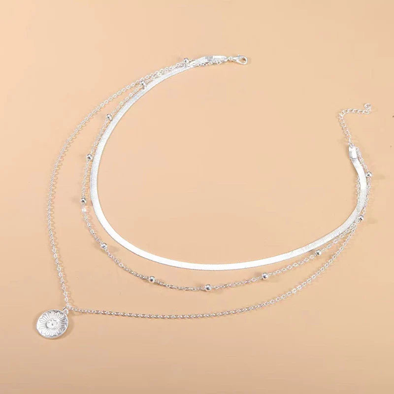SILVER TRIPLE CHAIN NECKLACE-State of Style