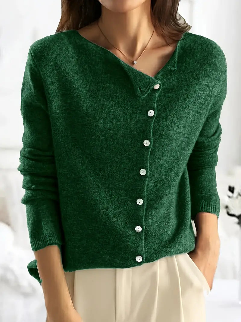 Smooth Asymmetrical Vest with Button Closure - Sienna-Dark Green-S-State of Style