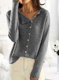 Smooth Asymmetrical Vest with Button Closure - Sienna-Dark Grey-S-State of Style