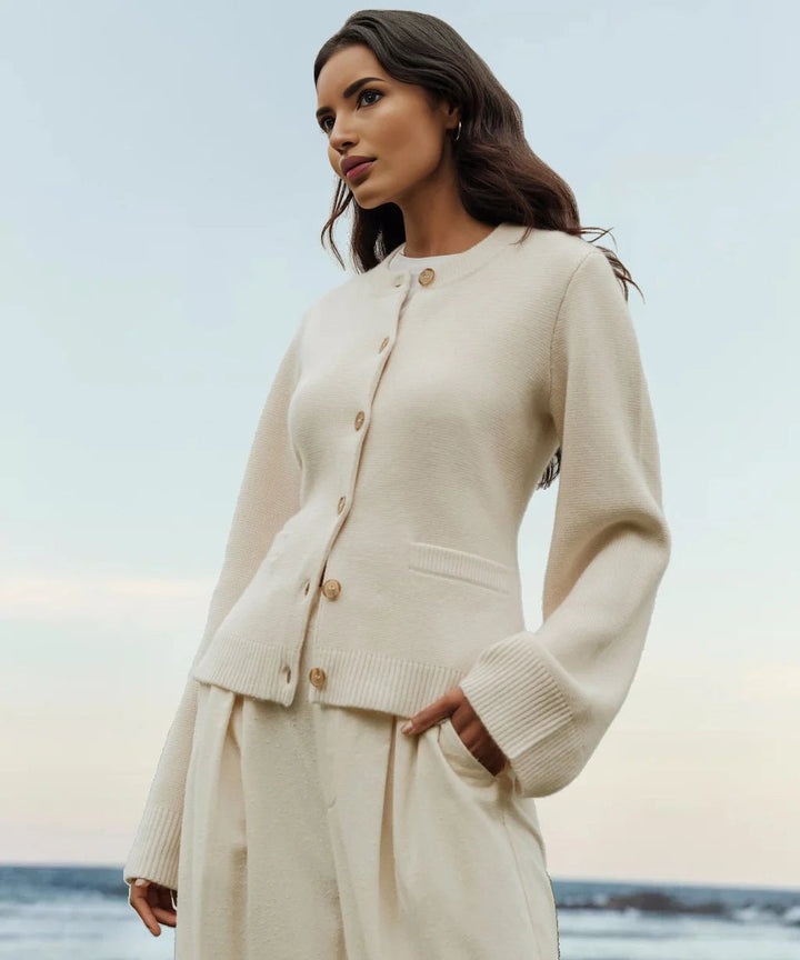 Soft Button-Up Sweater - Eveline-Beige-XS-State of Style