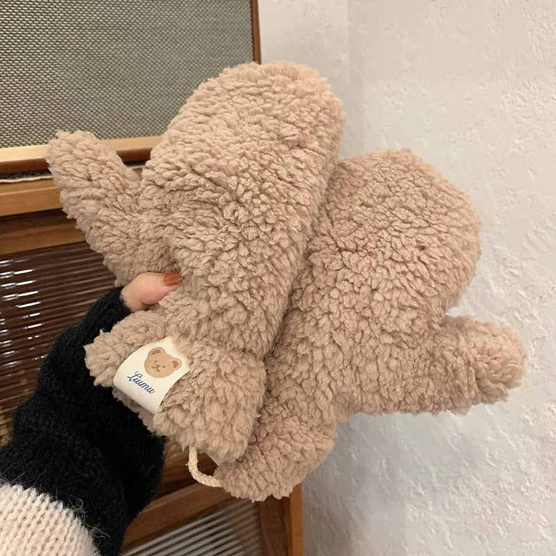 Soft Ladies Teddy Mittens - Mila-Khaki A-State of Style