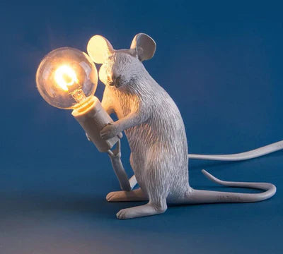 SqueakLight Mouse lamp-Sitting Mouse / White-State of Style