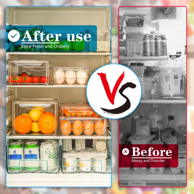 Stackable Fridge Organizer Set of 10 - FridgeMaster-State of Style