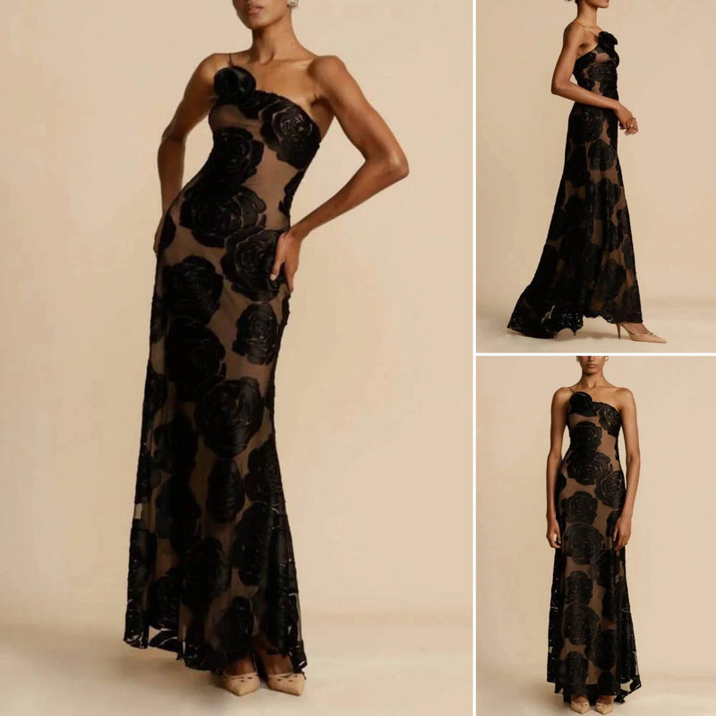 Strapless maxi dress with jacquard pattern – Maila-S-State of Style