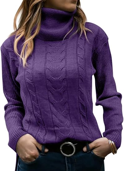 Stylish Knitted Women's Turtleneck - Denise-Purple-S-State of Style