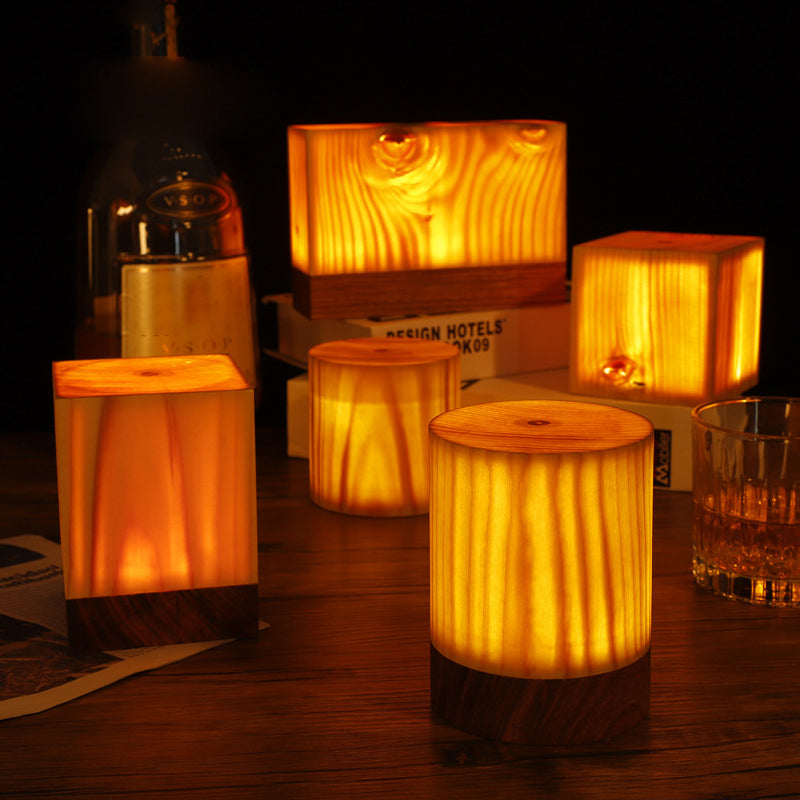 Stylish LED Table Lamp - WoodGlow-6cm x 7.5cm-Cylinder-State of Style