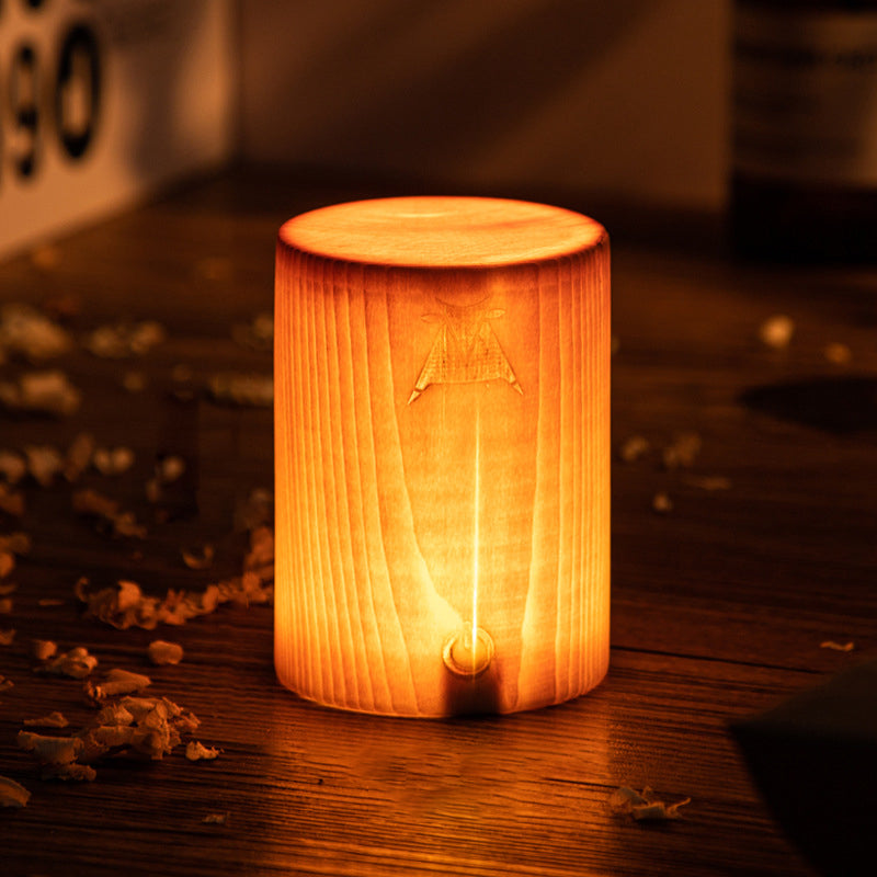 Stylish LED Table Lamp - WoodGlow-6cm x 8cm-Cylinder-State of Style