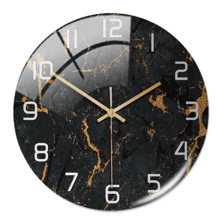 Stylish Wall Clock with Marble Texture - MarbleTime-Black Copper-State of Style