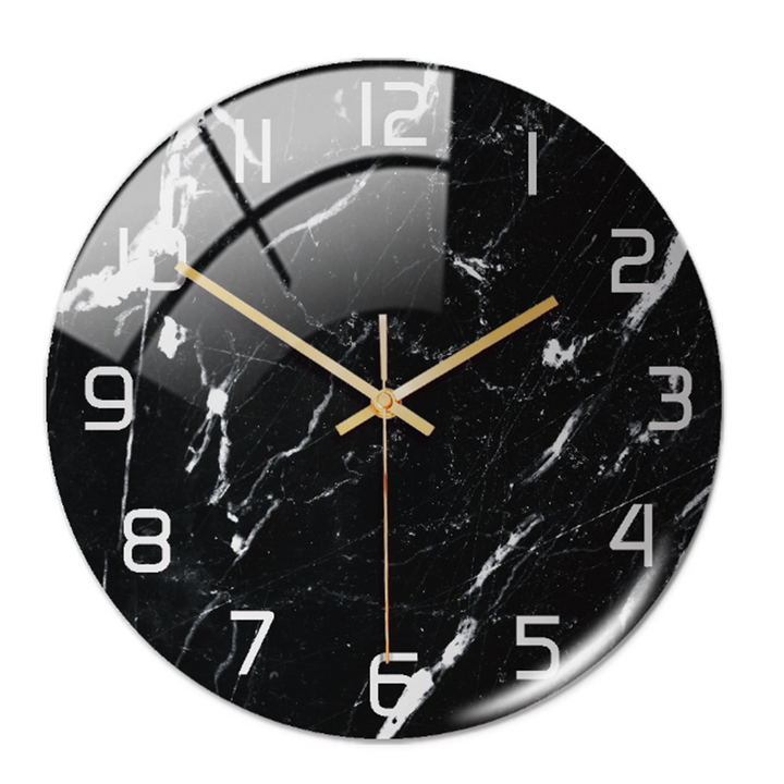 Stylish Wall Clock with Marble Texture - MarbleTime-Black White-State of Style