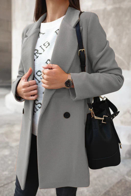 Stylish Wool Women's Winter Coat - Eleanor-Grey-S-State of Style