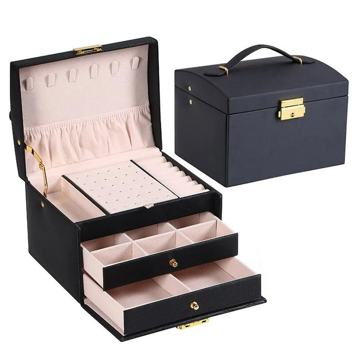 Three-Layer Jewellery Box | Organised Storage-BLACK-State of Style