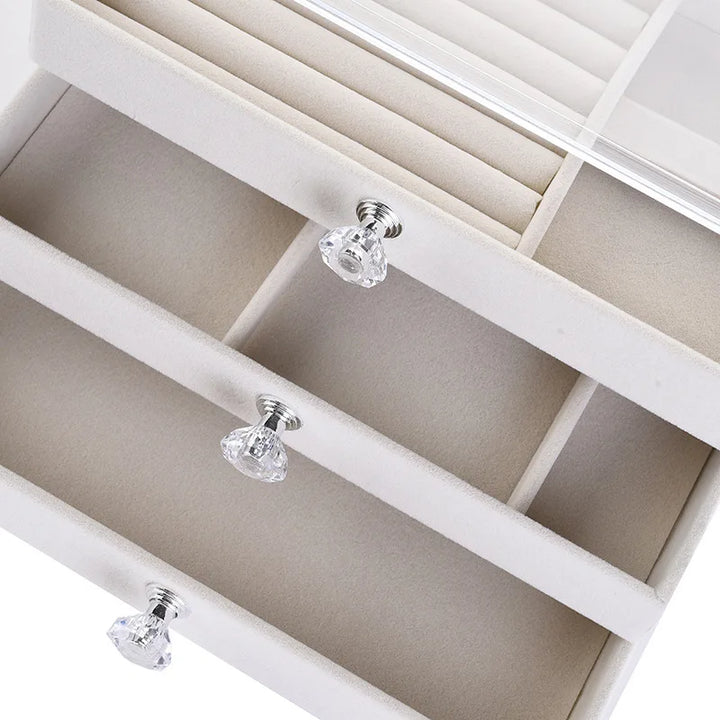 Three-Layer Transparent Jewellery Box-GRAY-State of Style
