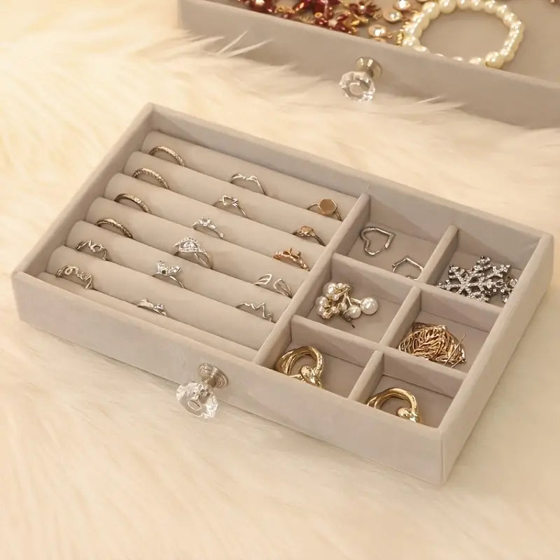 Three-Layer Transparent Jewellery Box-GRAY-State of Style
