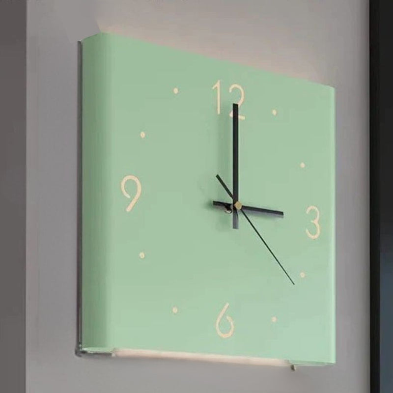 TimeLume Double-Sided Square Wall Clock with Lighting-Green-State of Style