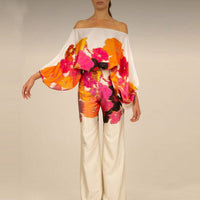 Two-Piece Satin Set with Pattern – Selena-Orange-S-State of Style