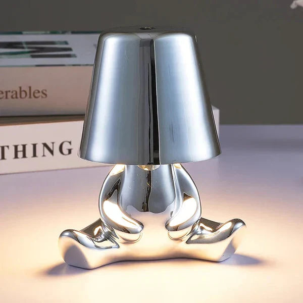 Unique and Atmospheric Table Lamp - GlowCraft-Hugo-Lamp - Silver-State of Style