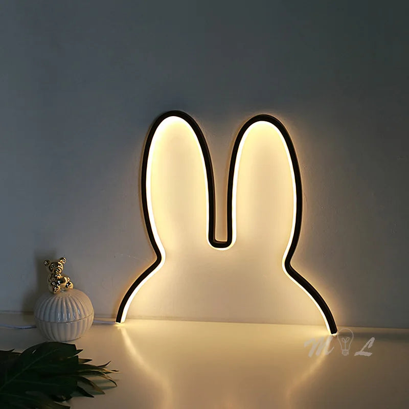 USB Rechargeable Bunny Night Light with Ambient Lighting - BunnyLight-Black-State of Style