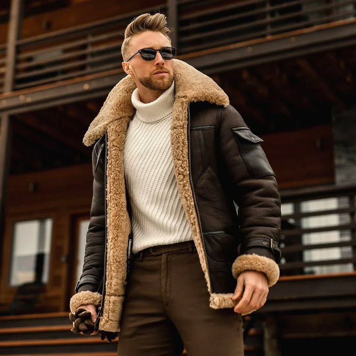 Warm Men's Winter Jacket - Viktor-Dark Brown-S-State of Style