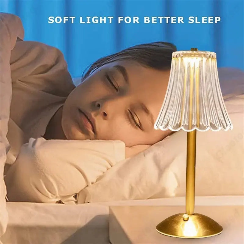 Wireless Table Lamp with Crystal Decor and Dimmable Lighting - GlamLight-State of Style