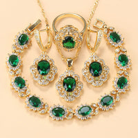 Zauber S | Zirconia Charming Bracelet and Ring-Green (4-piece set)-6-State of Style