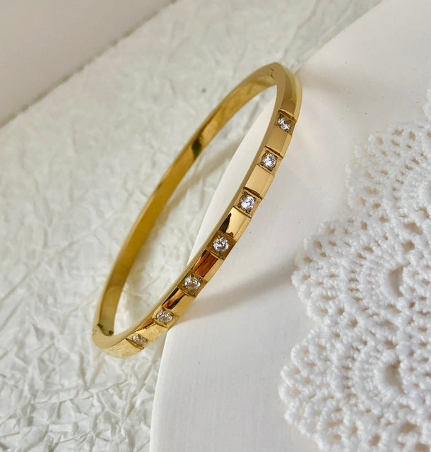 ZIRCON INLAY BRACELET-Dot Gold-58-60mm-State of Style